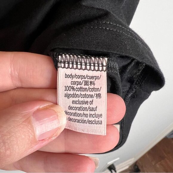 Victoria's Secret Womens Size Small Black Silver Logo Tee Shirt NEW Lounge - Picture 6 of 8